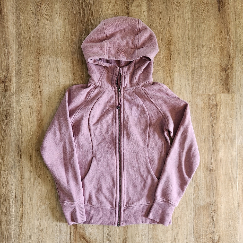Lululemon Heathered Velvet Dust Pink Cotton Fleece Scuba Hoodie Women's Size 6 - Picture 3 of 8